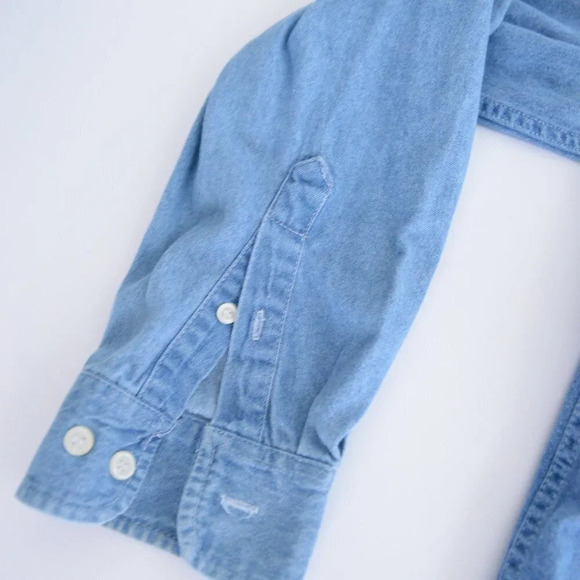 Vintage 1991 Planet  Hollywood Niagara Falls 91' Blue Denim Button Up Shirt - Picture 9 of 12